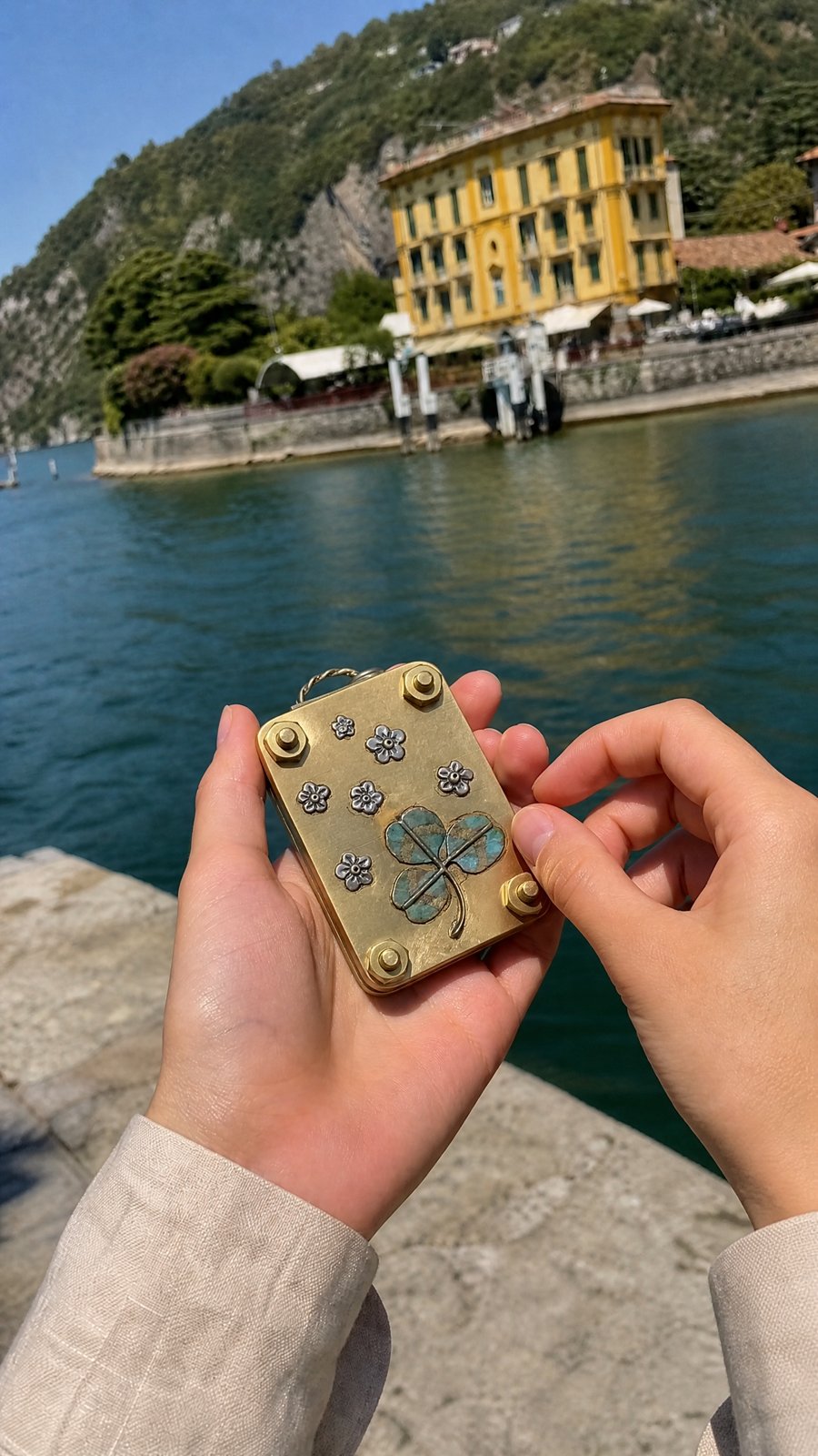 TravelPetals pocket flower press on a trip