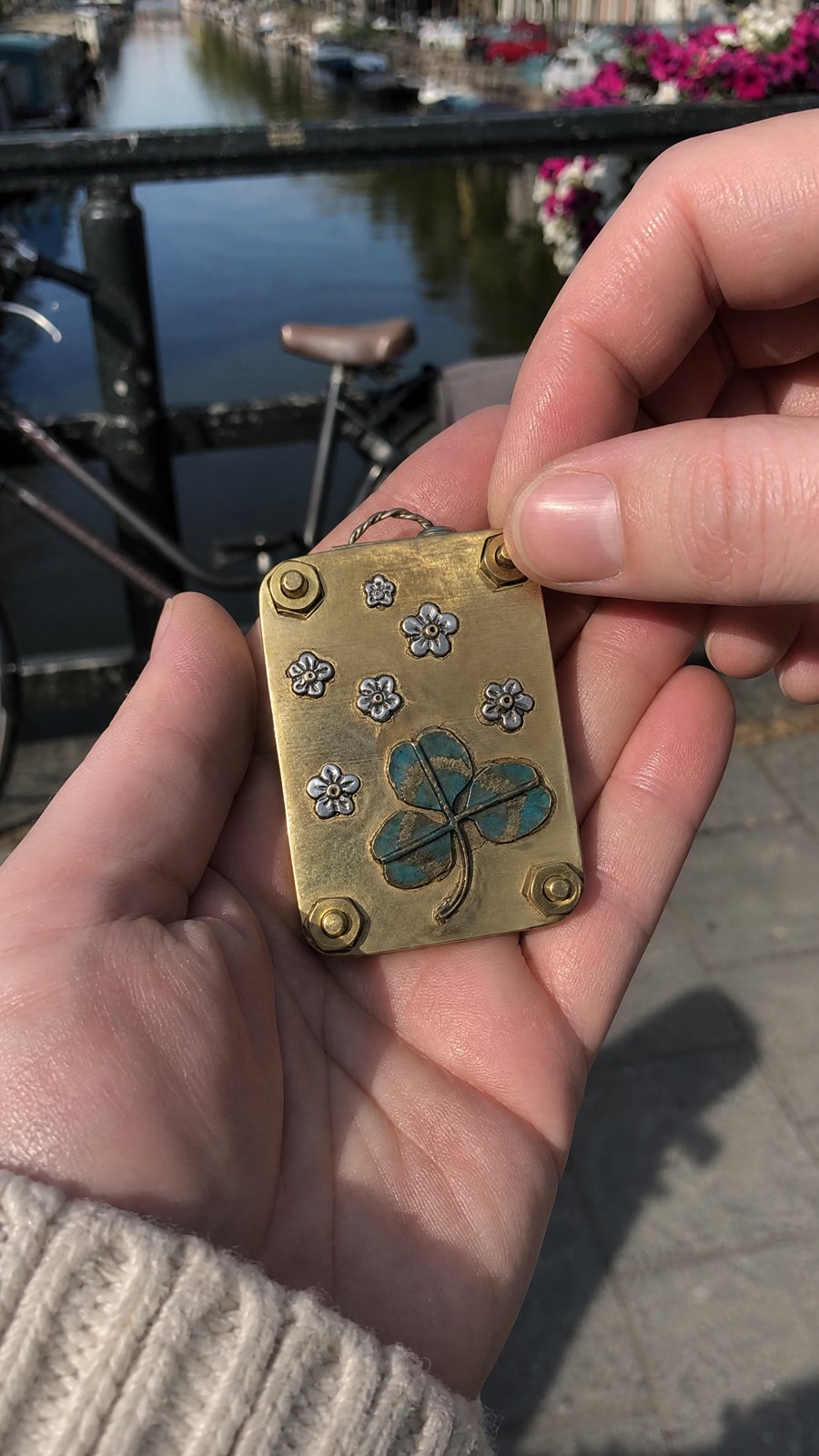 TravelPetals pocket flower press on a trip